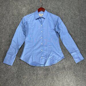 Lawrence Hunt Breathe Blouse Womens Small Button Up Vented Blue Cotton Shirt